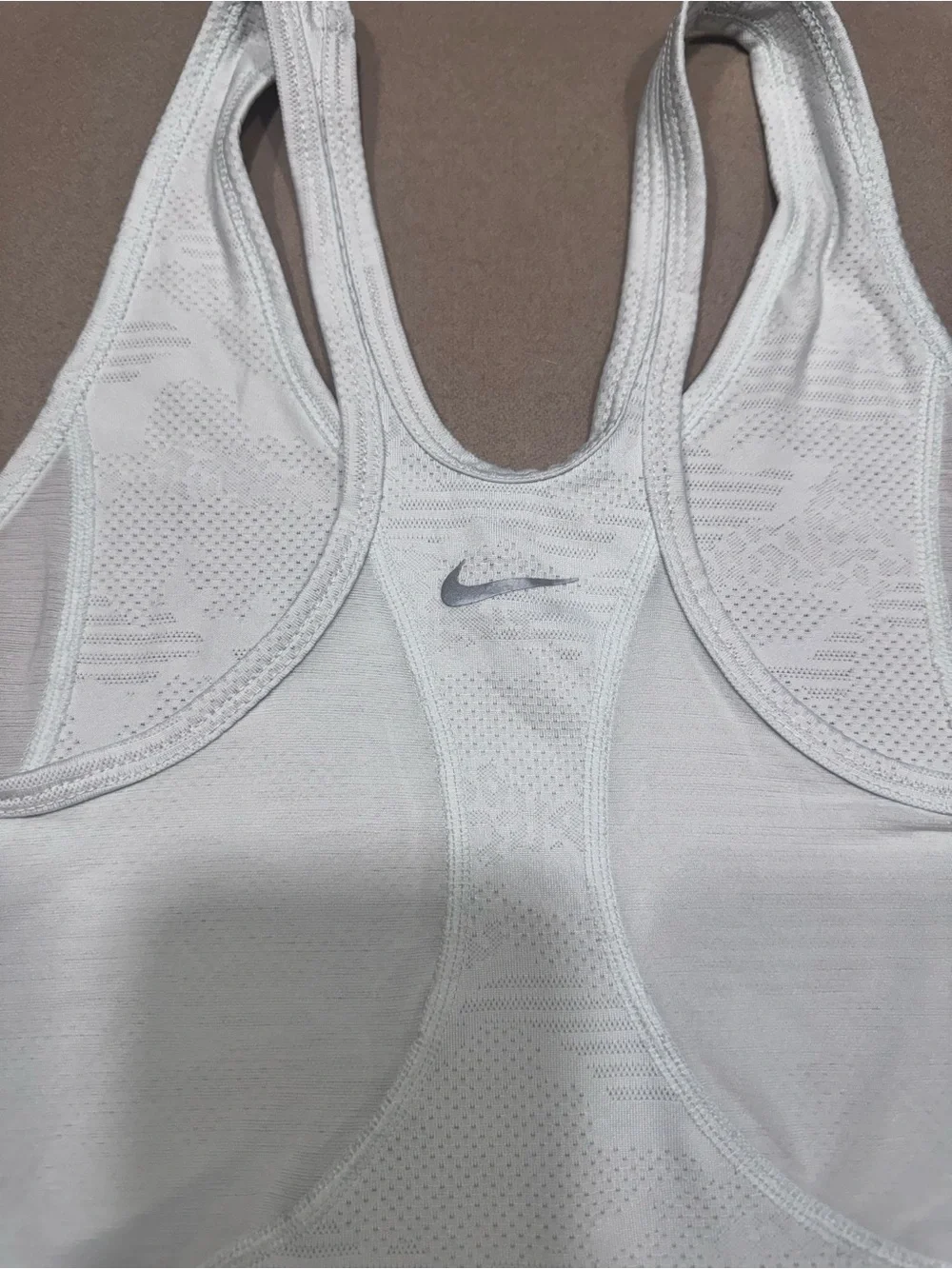 Nike Dri-Fit Light Gray Tank Top with Gray Swoosh